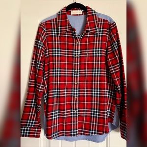 Kittenish Rachel Green Flannel Plaid Denim Shirt